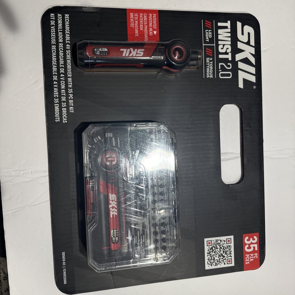 SKIL Twist 2.0 Rechargeable 4V Cordless Screwdriver Set with 35-Piece Bit Kit